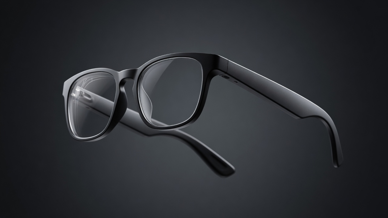 Golf Smart Glasses, still life di studio su fondo scuro